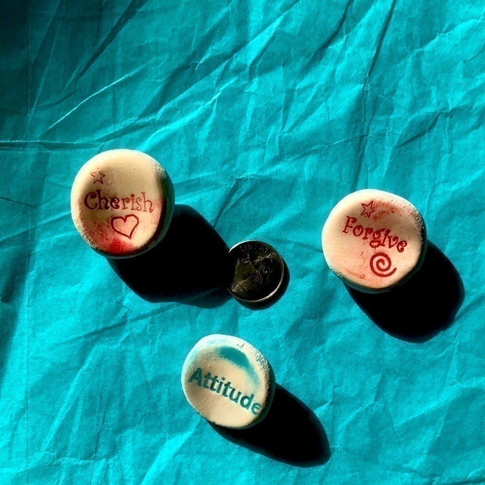 CLAY worry stones-Cherish/Attitude/Forgive